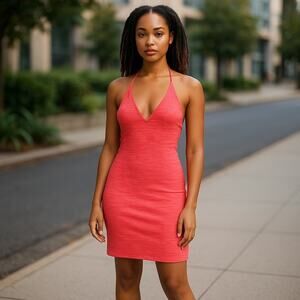 Wild Fable Women's Knit Halter Sweater Dress Pink Space-dye Small